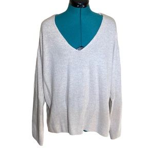 H&M Neutral Oversized V-Neck Sweater